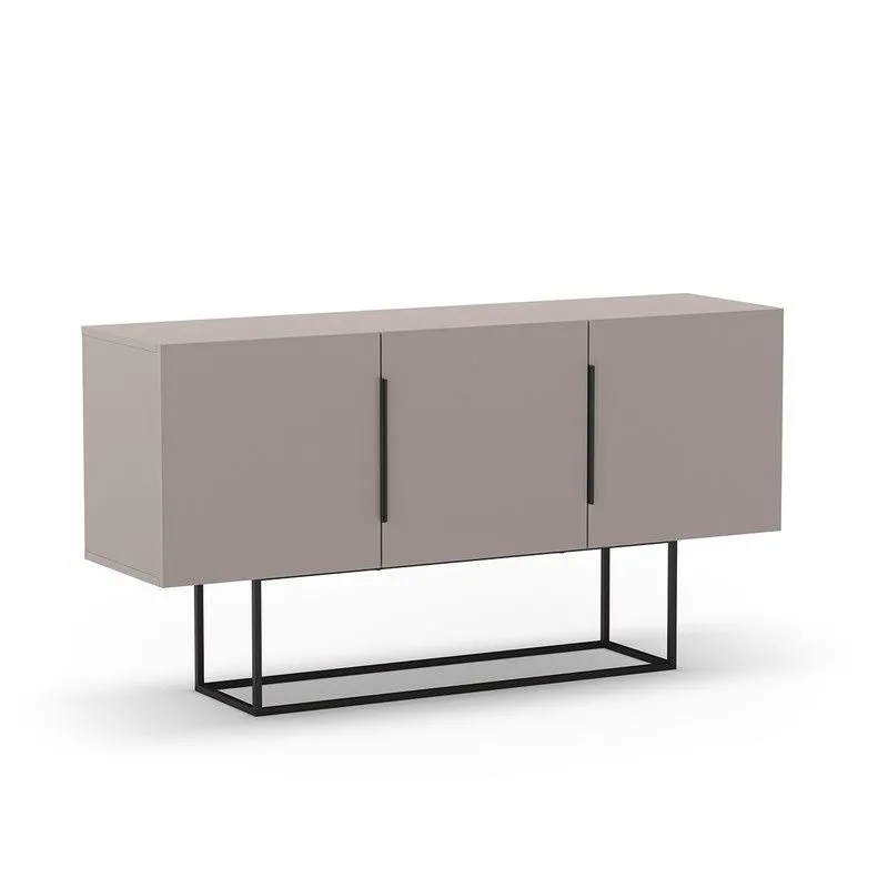 Buffet en bois et métal moka et noir, 150 x 40 x 80 cm | Titan