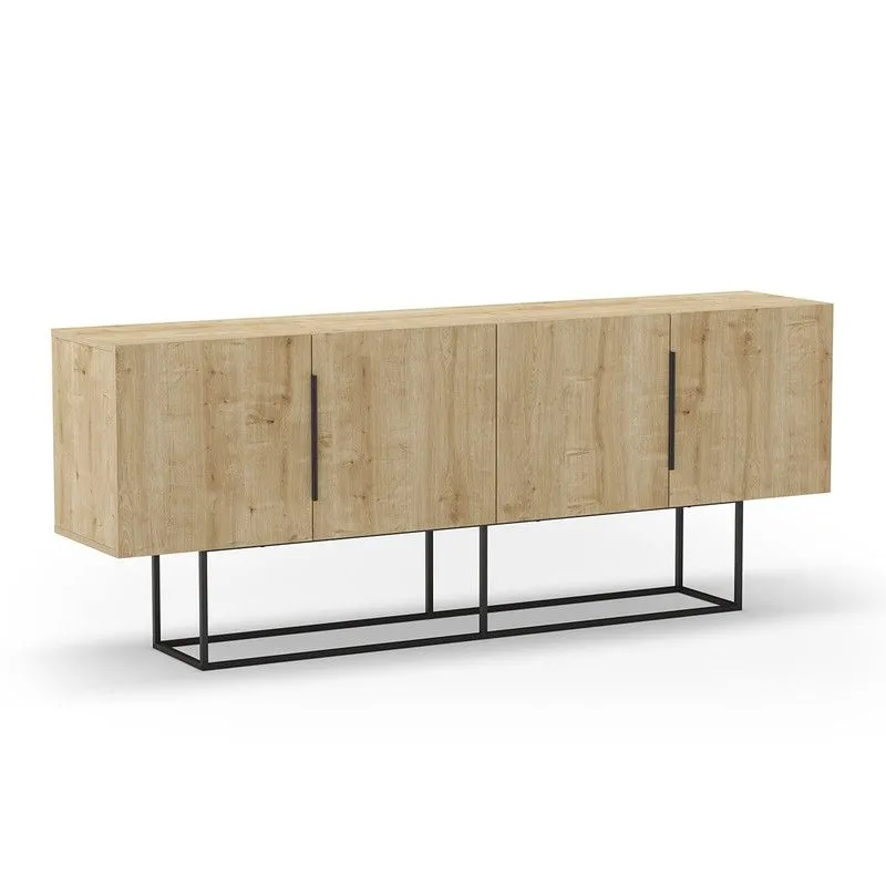 Buffet en bois et métal en chêne et noir, 200 x 40 x 79,7 cm | Titan