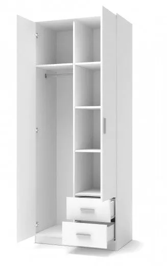 Armoire palette 2 portes et 2 tiroirs Lima S-2 Blanc, l80xA52xH205 cm