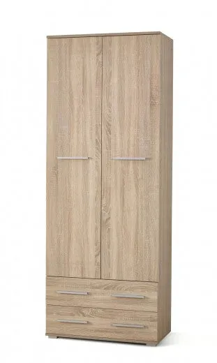 Armoire palette 2 portes et 2 tiroirs Lima REG-2 Chêne Sonoma, l77xA40xH200 cm