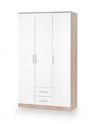 Armoire palette 3 portes et 2 tiroirs Lima S-3 Blanc / Chêne Sonoma, l120xA52xH205 cm