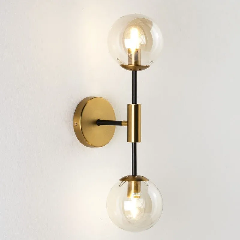 Applique en verre ambré et métal, 13x20x50 cm