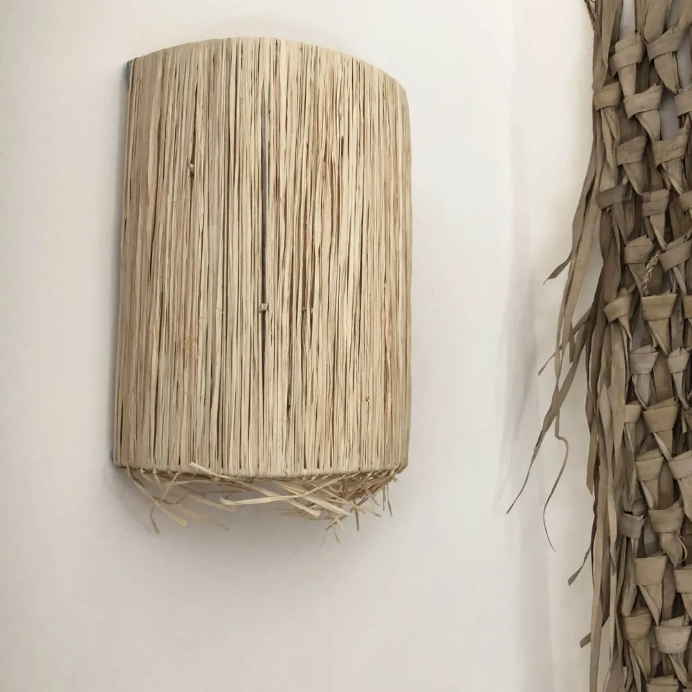 Applique luminaire en raphia naturel du Maroc 2 Tailles dispo