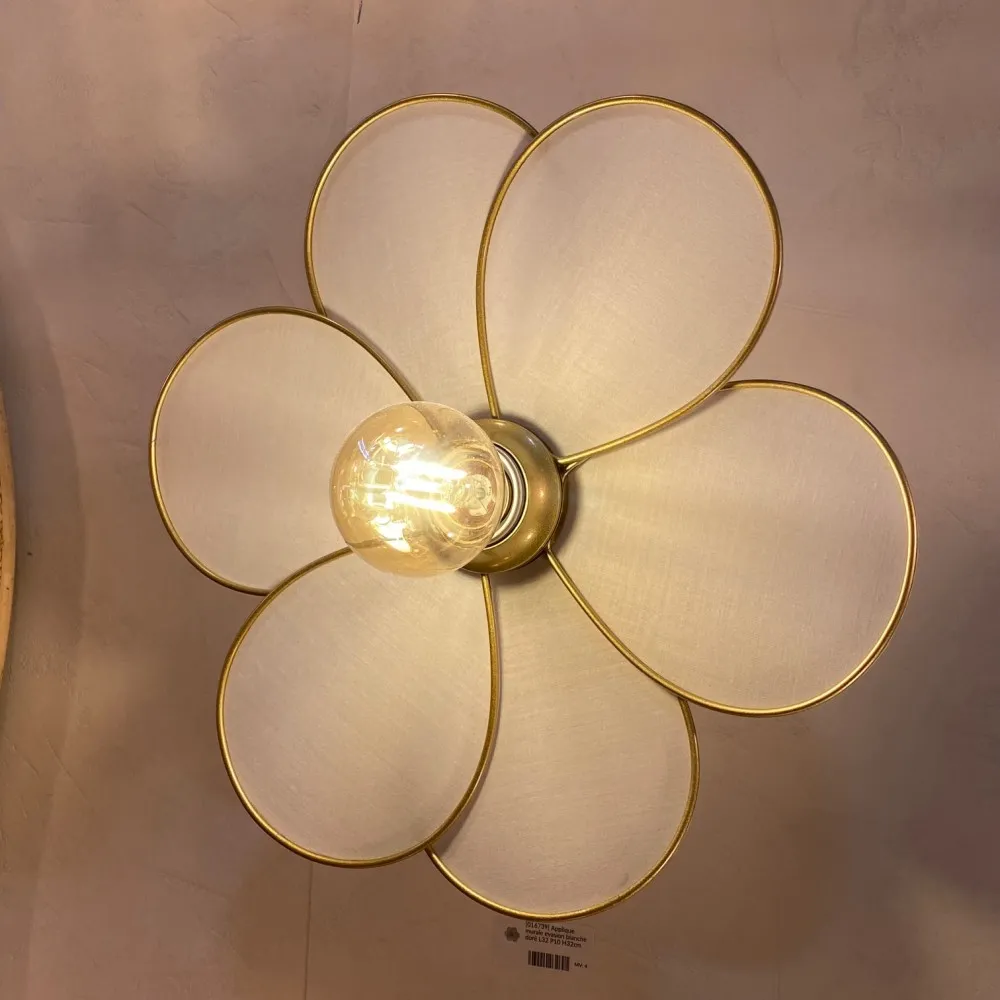 Applique murale Flora coton blanc et métal doré D32cm