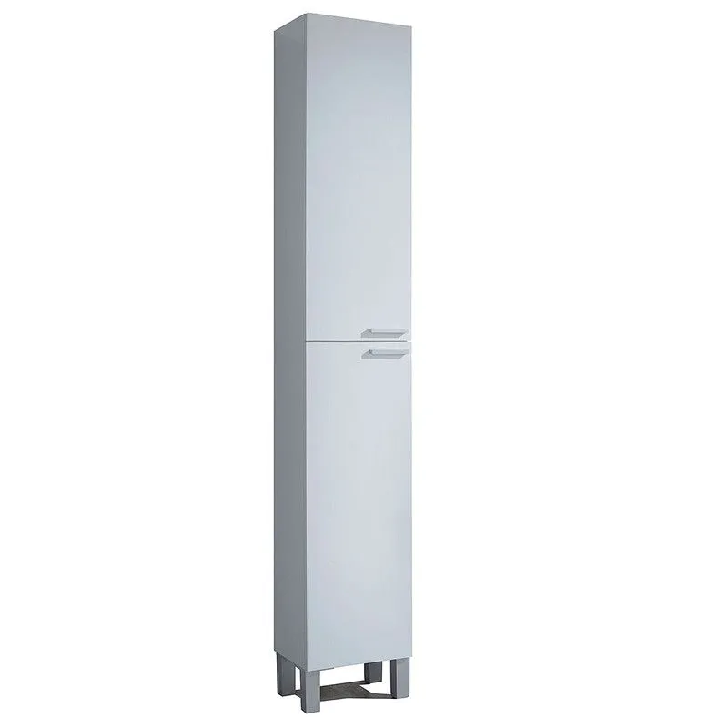 Meuble de salle de bain blanc avec 2 portes et 4 étagères, 30 x 25 x 182 cm