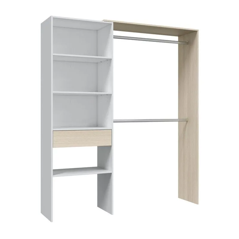 Armoire en bois blanc/naturel, 158x40x187 cm | HÉRA