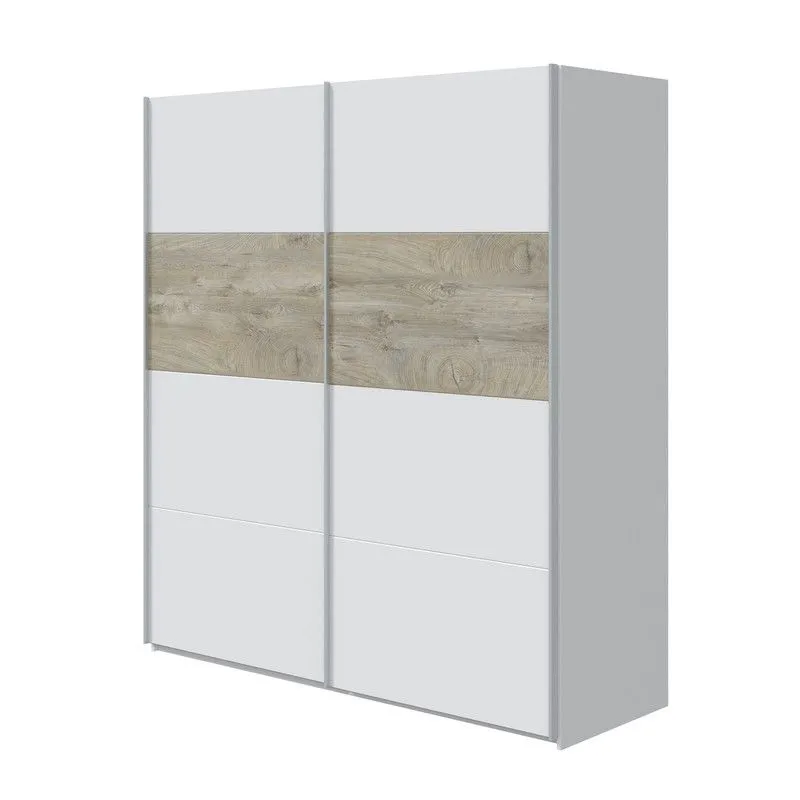 Armoire en bois blanc/naturel, 180x60x200 cm | OIKOS