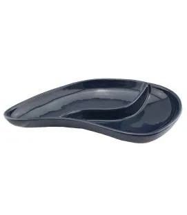 Assiette à moules bleu grès émaillé 38x23 cm
