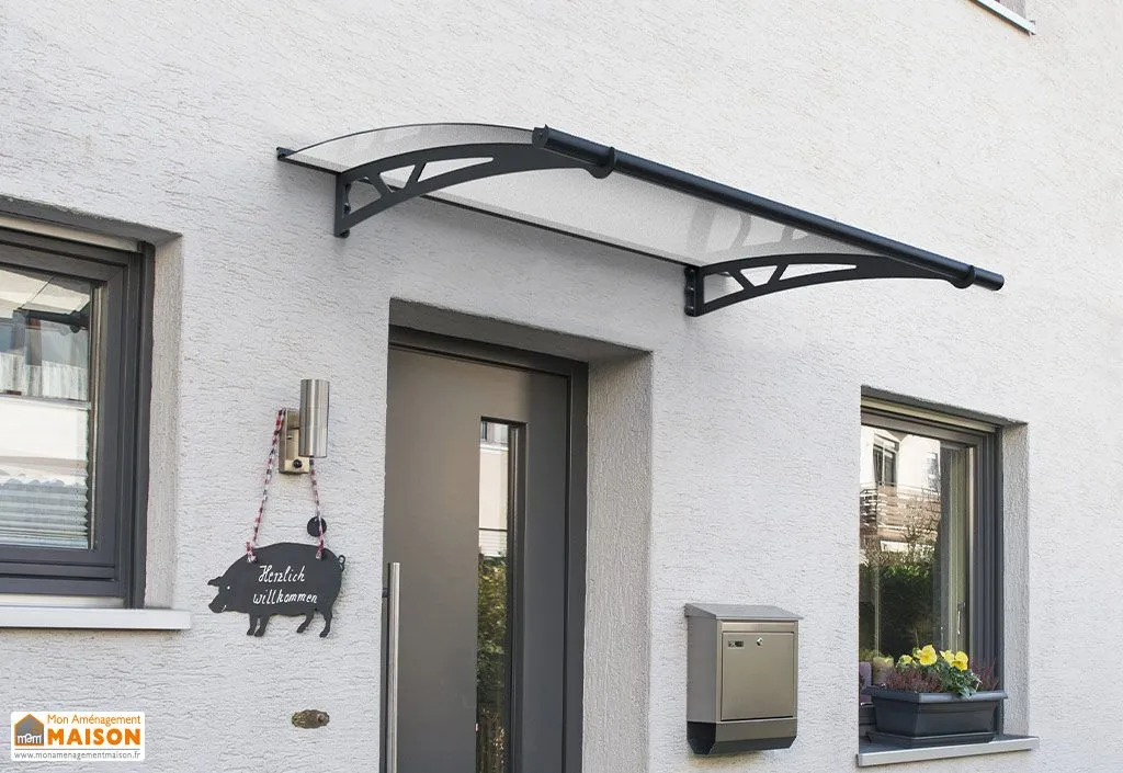 Auvent de porte Altair aluminium gris | Palram – Canopia