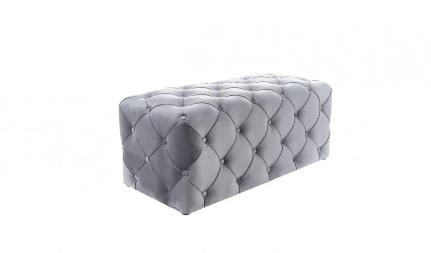 Banc tapissé de tissu Aviva Velvet Gris, l102xA50xH45 cm