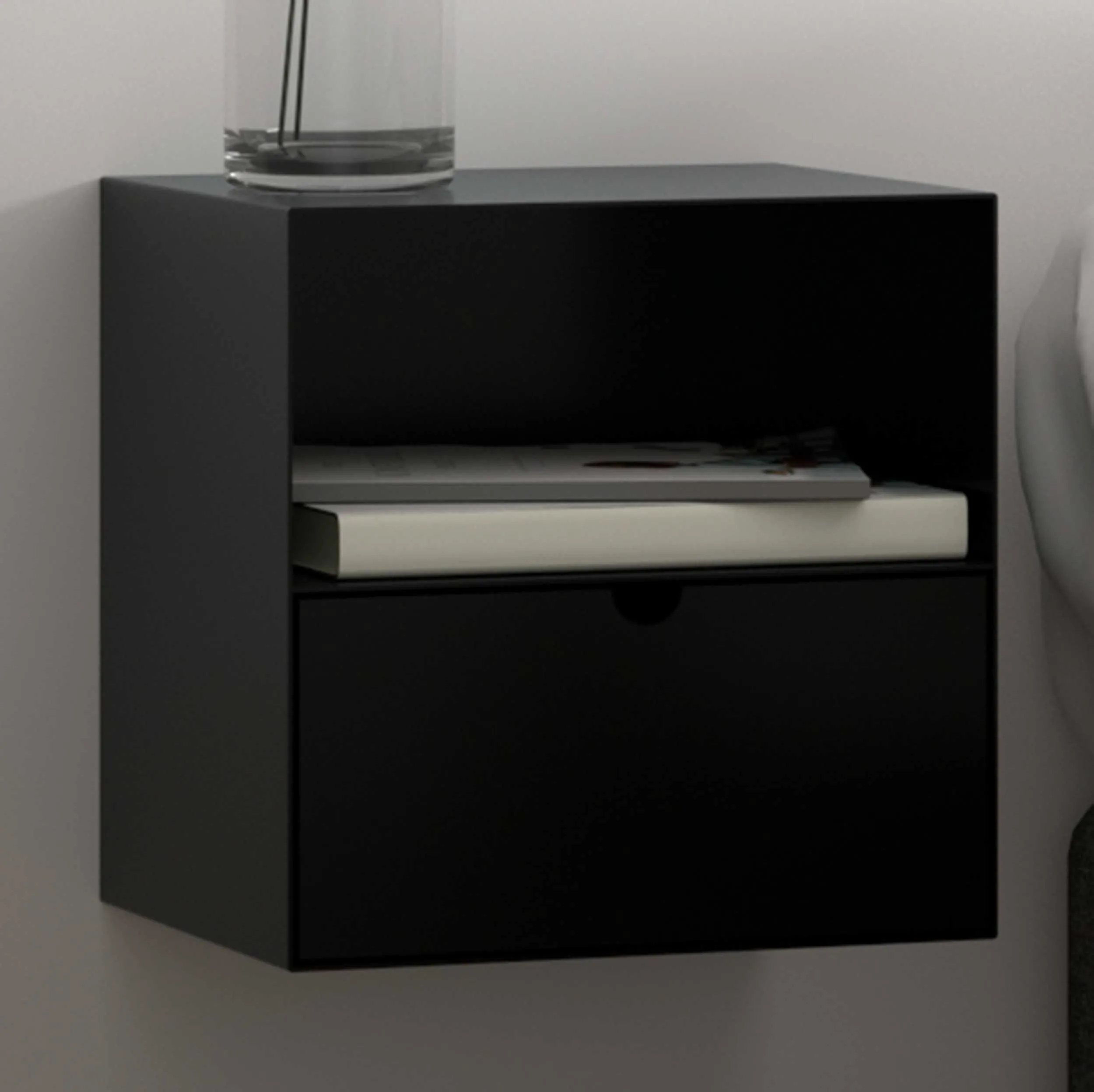 Table de chevet flottante Jolie 1 tiroir - noir