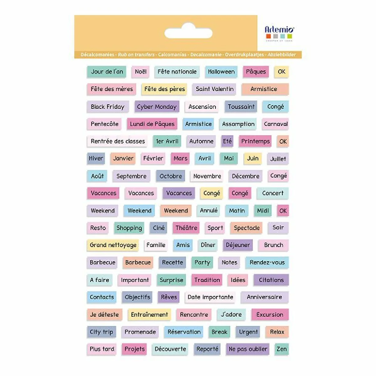 Décalcomanies - Évènements annuels - A5 - Planche de 40 motifs
