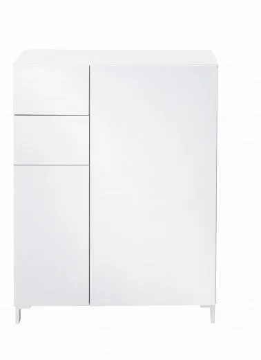 Meuble d'entrée en MDF, avec 2 portes et 1 tiroir Kalis Blanc, l80xA39xH104 cm