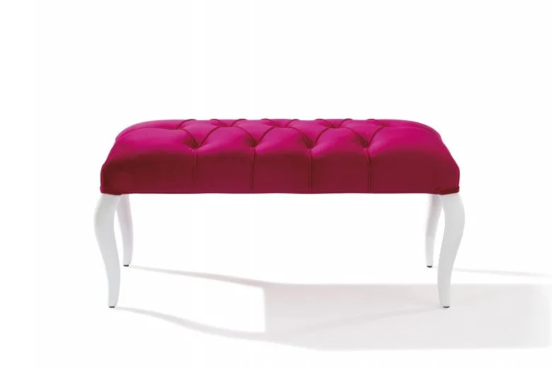 Banquette rembourrée en tissu, avec pieds en bois Rose Rose, l90xA44xH44 cm