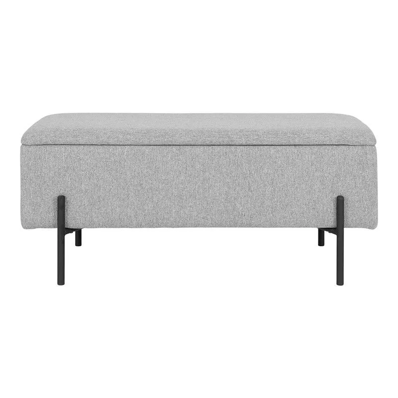 Banc avec rangement en tissu gris, 95 x 36,5 x 43 cm | Watford