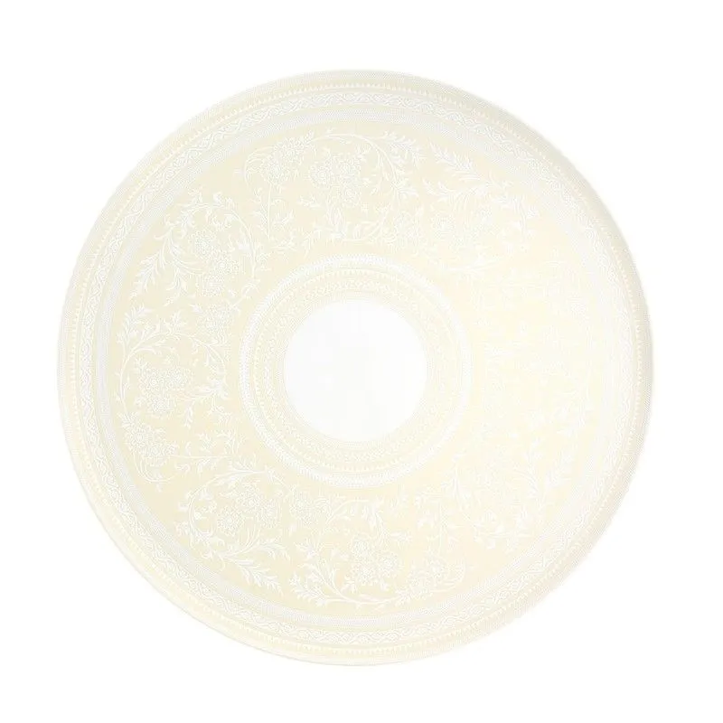 Plateau rond en porcelaine blanc et ivoire, 42 x 42 x 1,1 cm | Ivoire