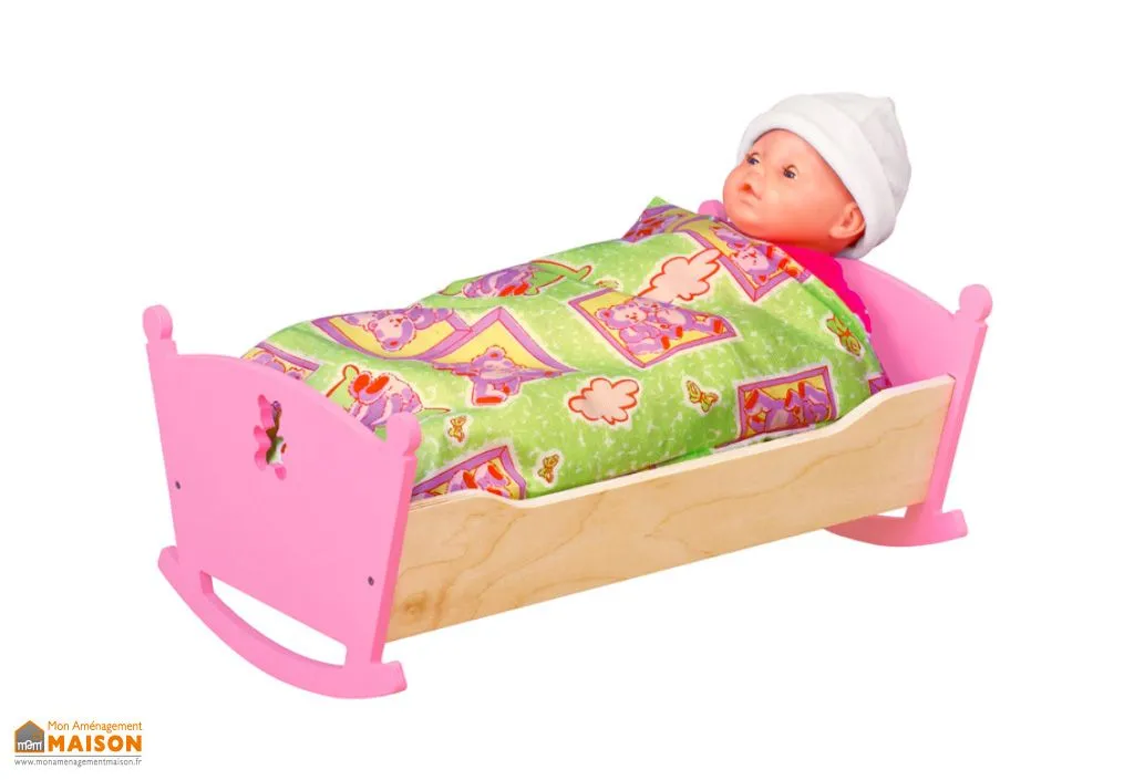 Berceau pour Poupée en Bois de Bouleau et Pin 50 x 31 x 22 cm
