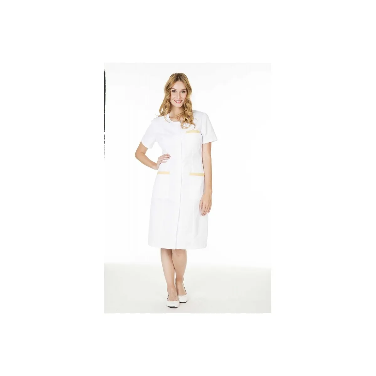 BLOUSE FEMME CAROLINE Manches Courtes BLANC MIEL
