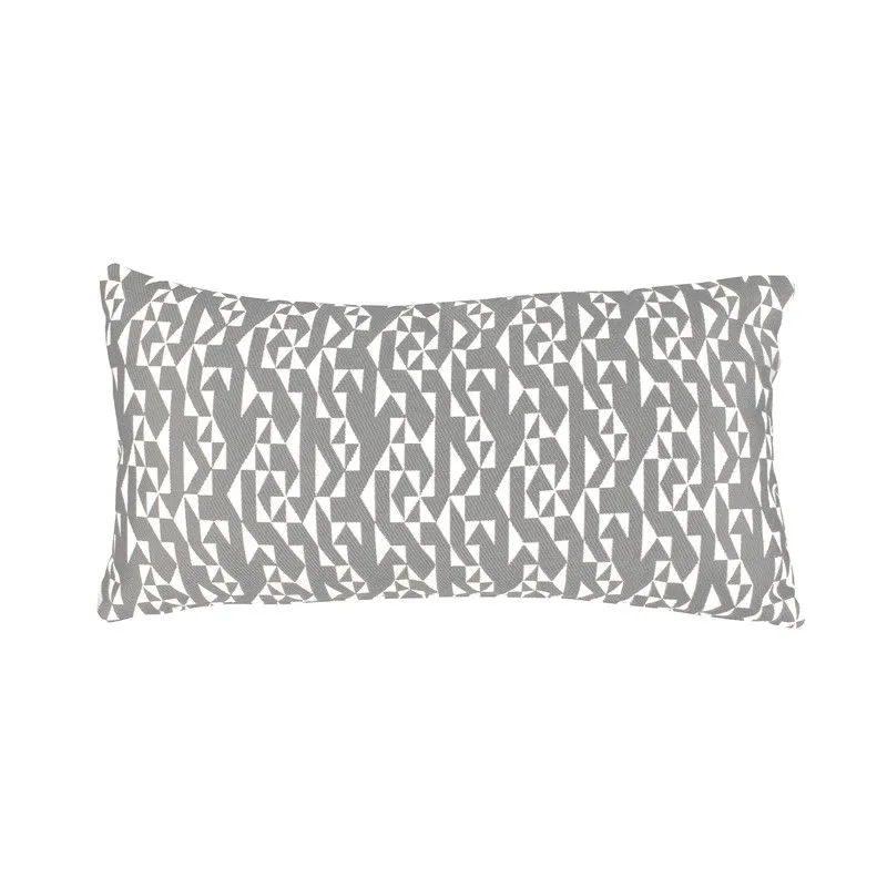 BREDA | Housse de coussin tissu imprimé géométrique gris et écru 55 x 30 cm