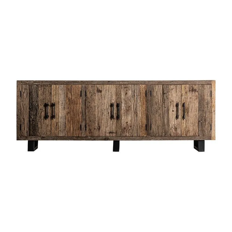 Buffet Carrik en bois de récupération naturel, 253 x 46 x 91 cm