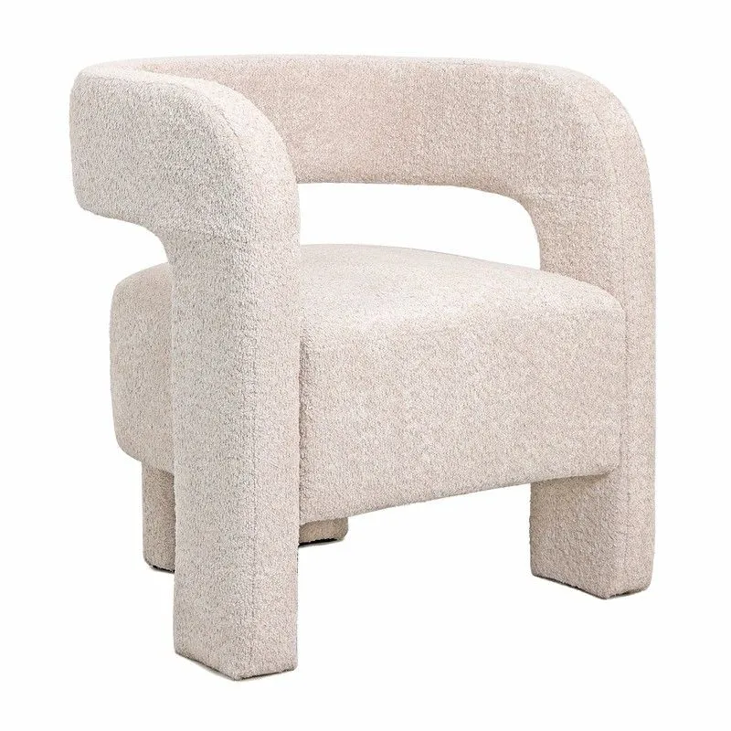 Fauteuil en tissu beige, 72 x 63 x 74 cm | Bakari