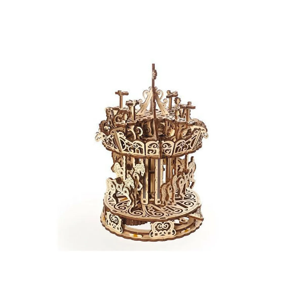Puzzle 3D en bois - Carrousel Ugears - Moteur à élastique - 305 pièces