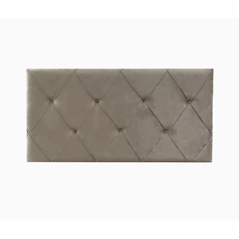 Tête de lit capitone losange en velours gris, 161x81 cm