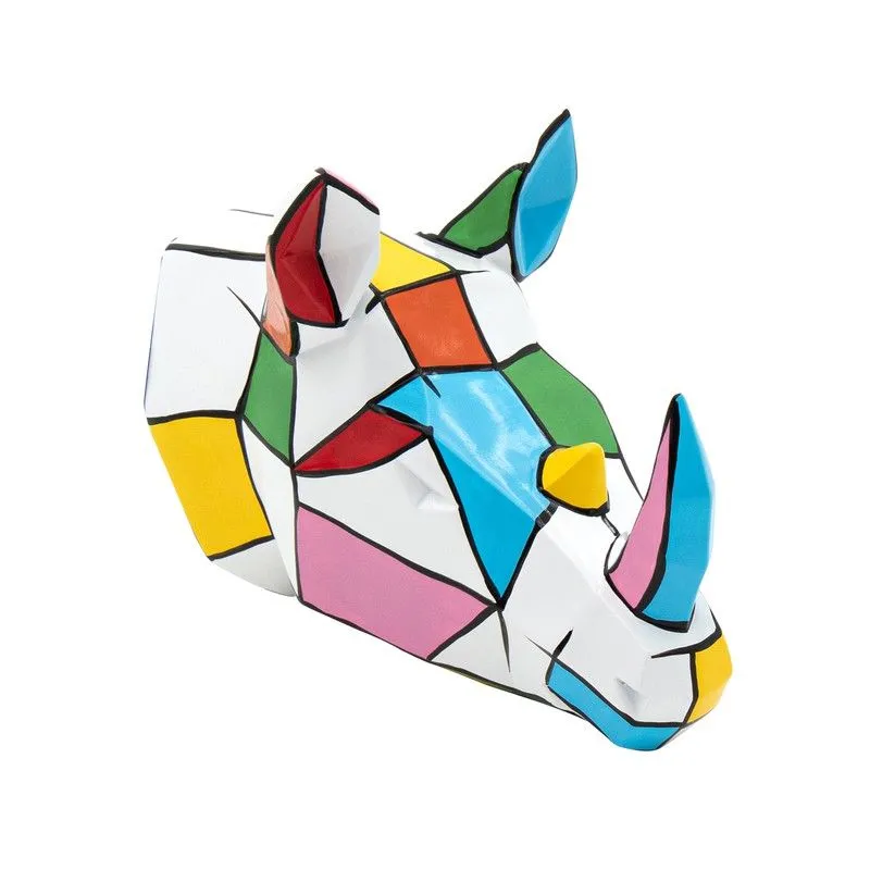 Tête de rhinocéros murale en polyrésine