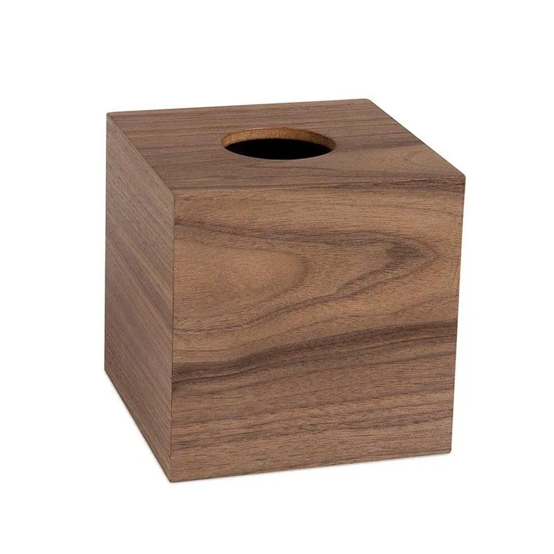 Boîte à mouchoirs en bois de noyer naturel, 12 x 12 x 12 cm | Noyer