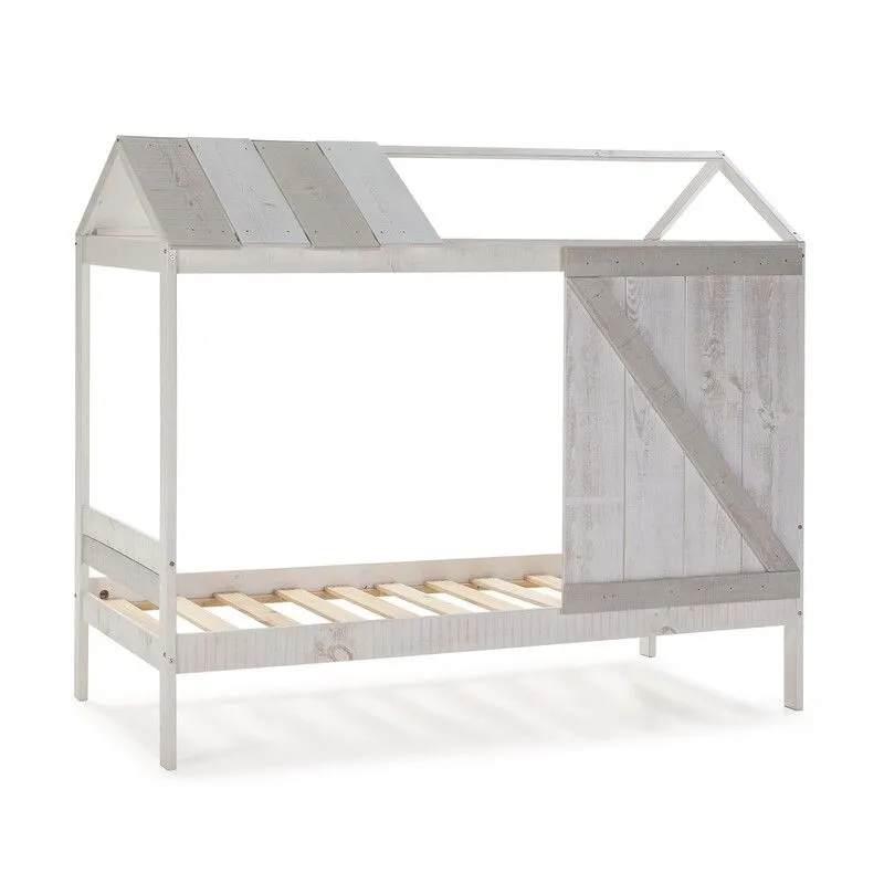 90 Lit cabane en pin et MDF blanc 197,6x101,7x174,8 cm | Nanuc