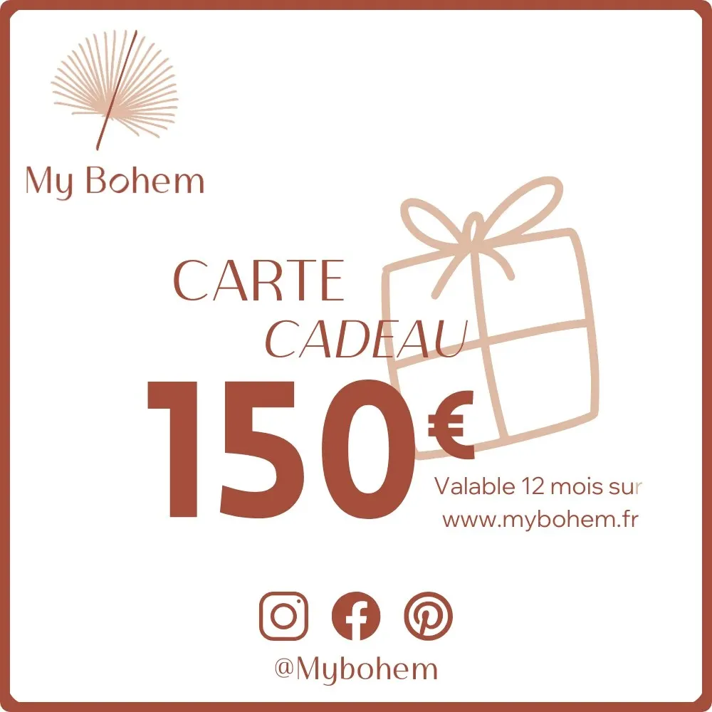 Carte Cadeau Déco MyBohem 150 eur - Pour faire plaisir à coup sûr !