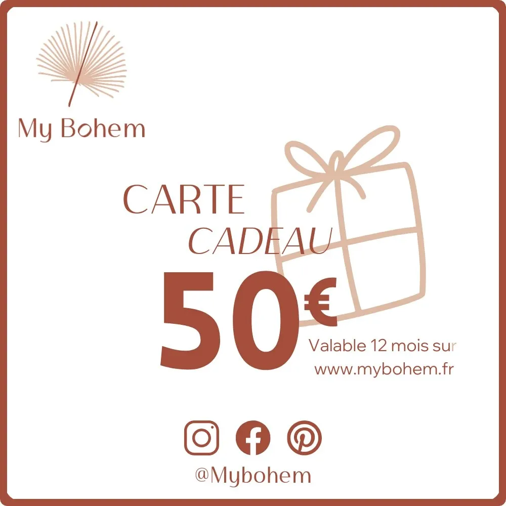 Carte Cadeau Déco MyBohem 50 eur - Pour faire plaisir à coup sûr !