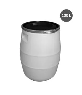 Fût Avec couvercle blanc plastique Ø 37 cm 65 cm 100 L fond plein parois pleines Gilac