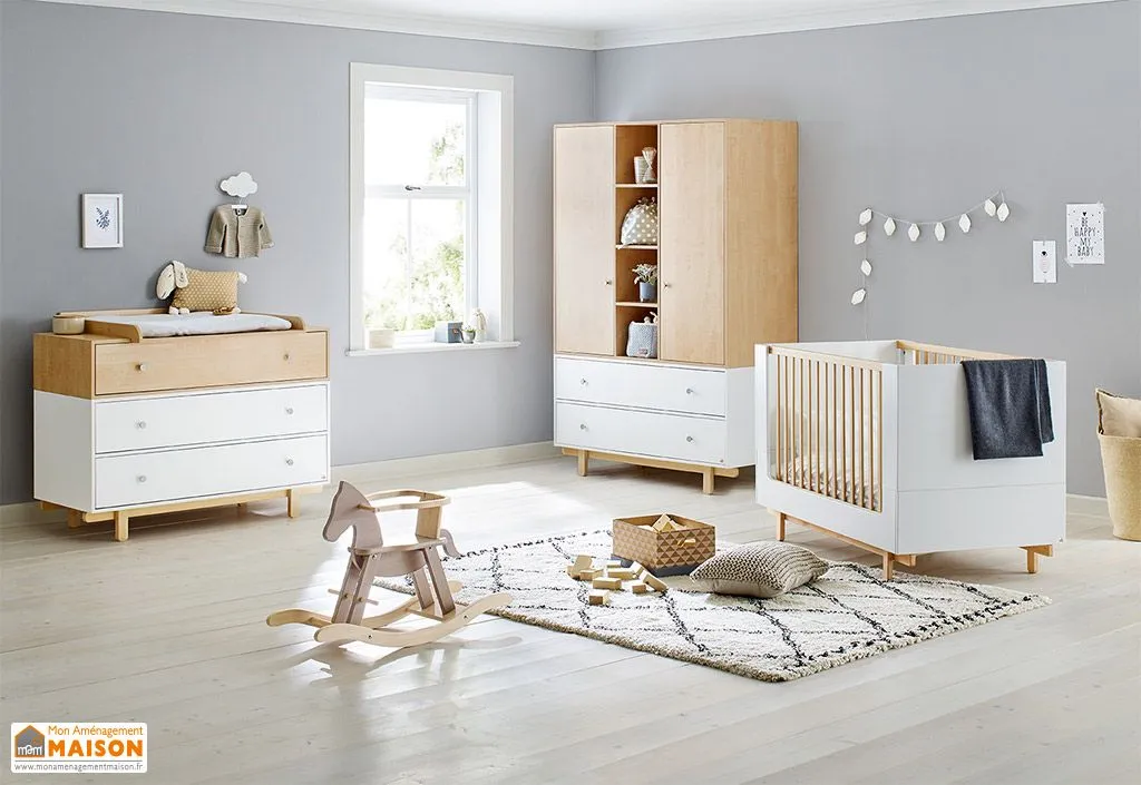 Chambre pour enfant avec lit évolutif + commode + armoire - Boks