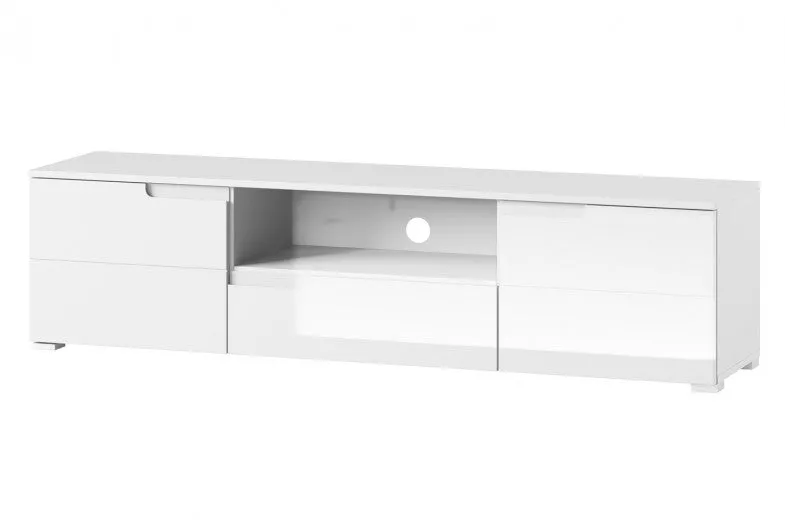 Commode en bois et MDF, avec 1 tiroir et 2 portes Gabrielle 9 Blanc, l165xA39xH42 cm