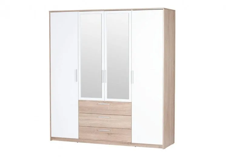 Meuble 4 portes et miroir Milo 02, l187xA62xH206 cm