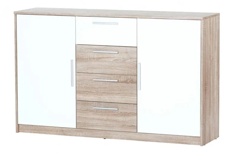 Commode 4 tiroirs et 2 portes Milo 05, l145xA38xH90 cm