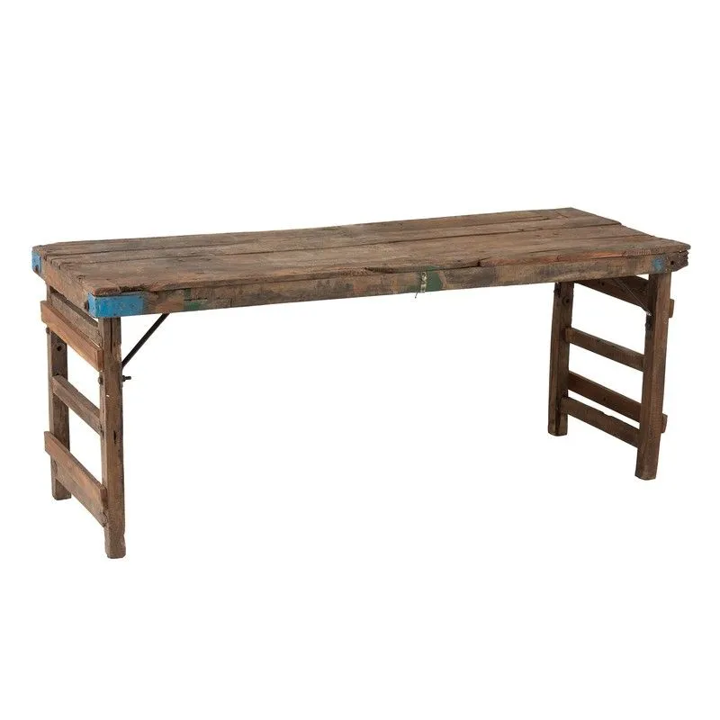 Console en bois recyclé naturel, 152x58x70,5 cm