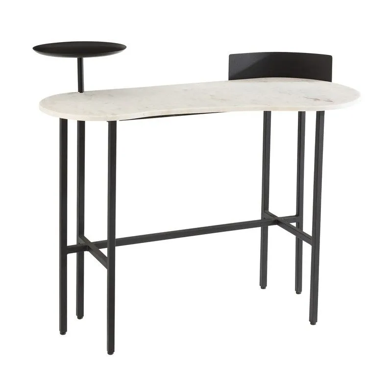 Console en marbre blanc/noir et fer, 110x60x90 cm