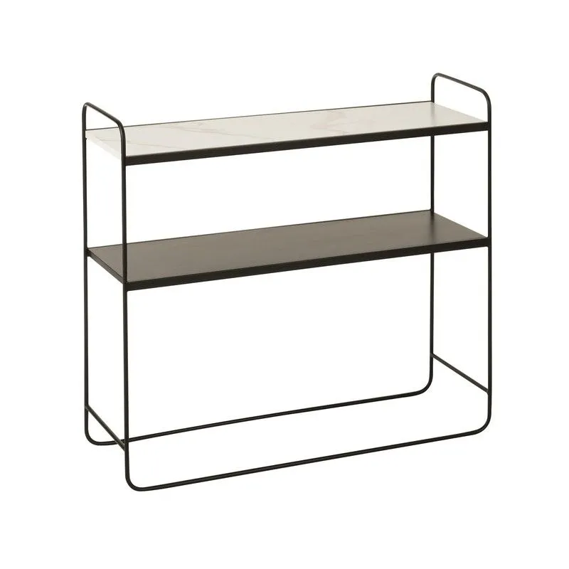 Console en marbre noir/blanc et fer, 90x30,5x80,5 cm