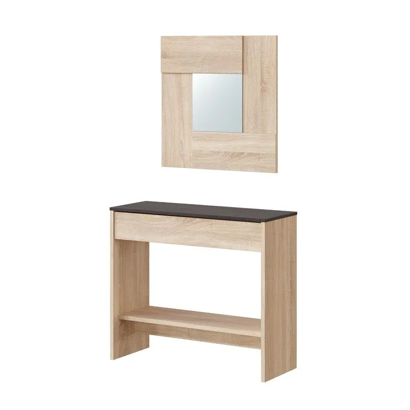 Console en bois et verre naturel/marron, 92x33x79 cm | SALUT