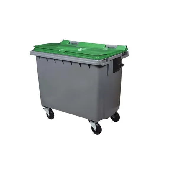 CONTENEUR POUBELLE 660 Litres GRIS VERT 4 ROUES SANS BARRE