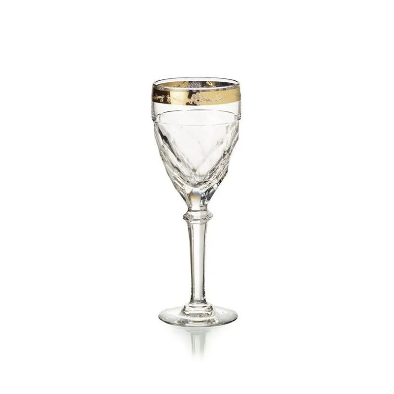 Verre à vin blanc en verre transparent et doré, Ø 7 x 19,5 cm | Palais d'or