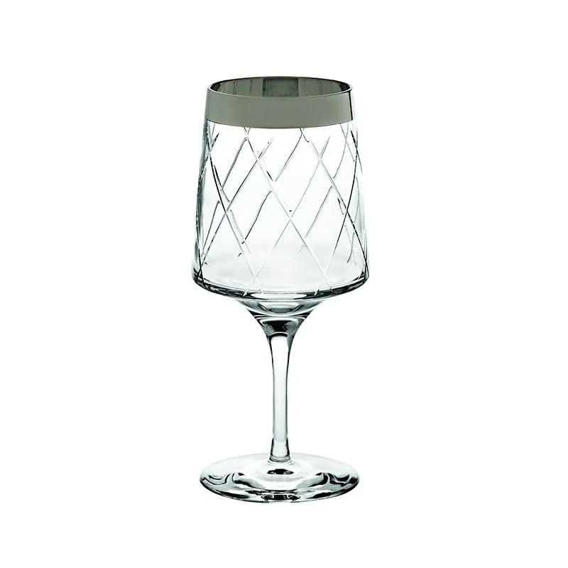 Verre à vin L en argent et verre transparent, Ø 9,7 x 21,9 cm | Biarritz