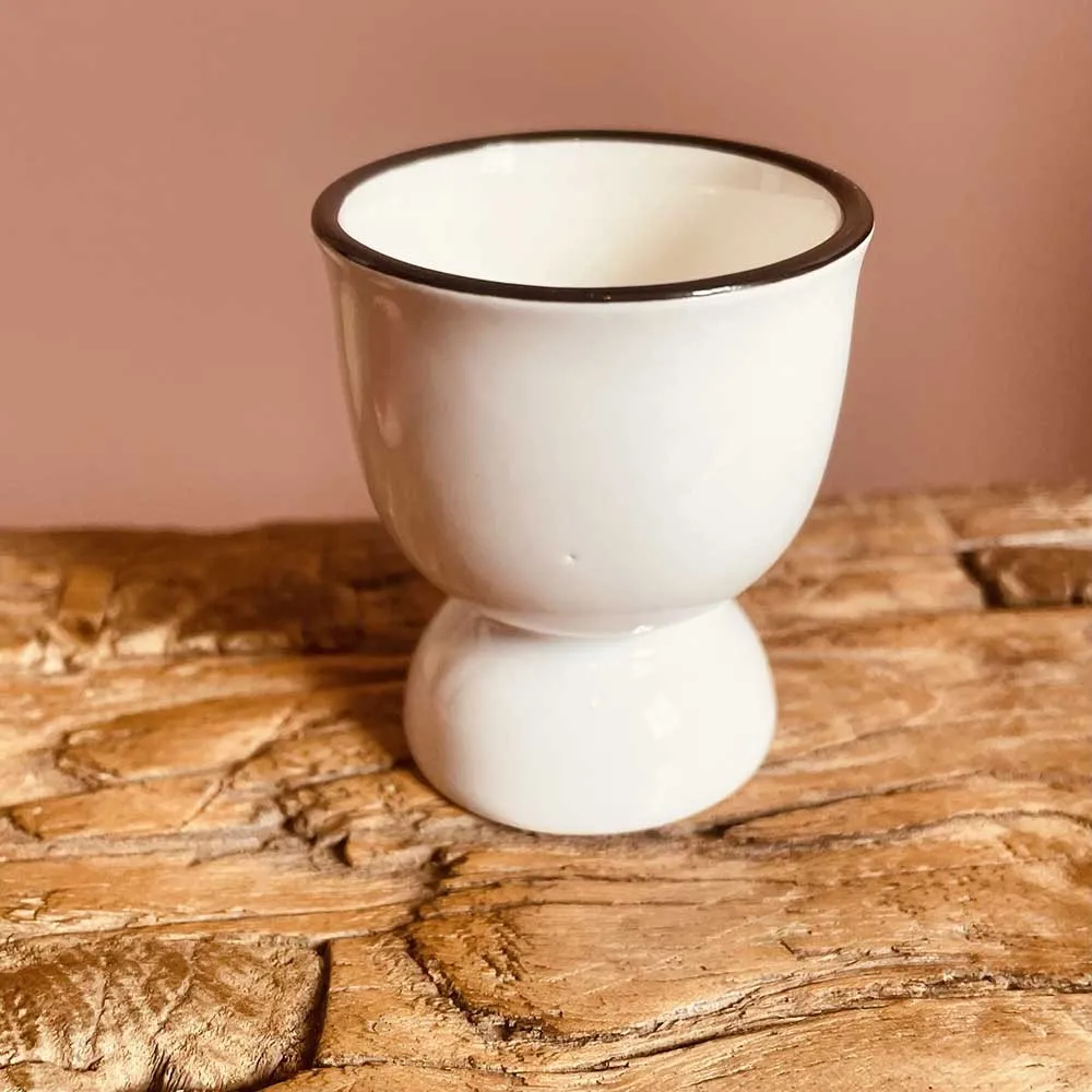 Coquetier en céramique émaillée blanc