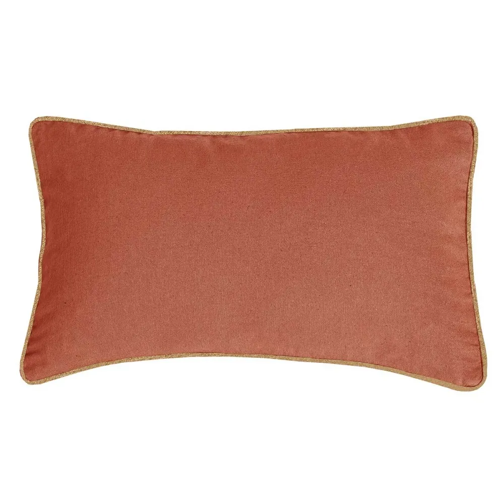 Coussin Rectangle garni 50 x 30 cm coton terracotta et jute