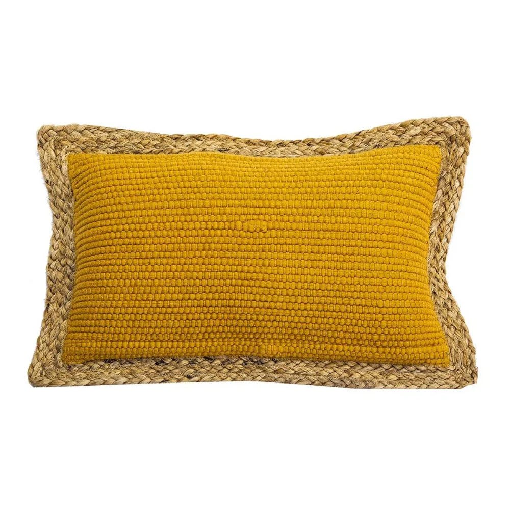 Coussin rectangulaire garni 50 x 30 cm jute naturelle et miel