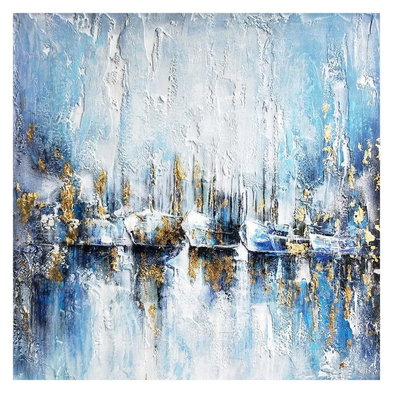 Bateaux à fond bleu (100 x 100 cm) | Série Nature