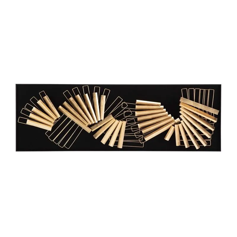 Peinture métal doré/noir et bois, 180 x 8 x 60 cm | d'or