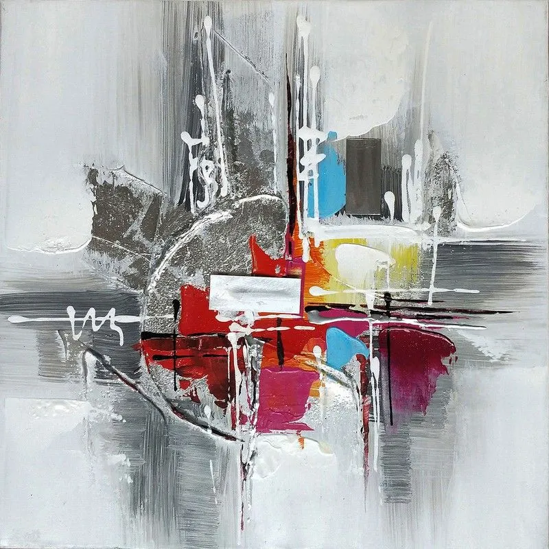 Peinture à l'huile décorative 3D multicolore, 100x3,5x100 cm | abstrait